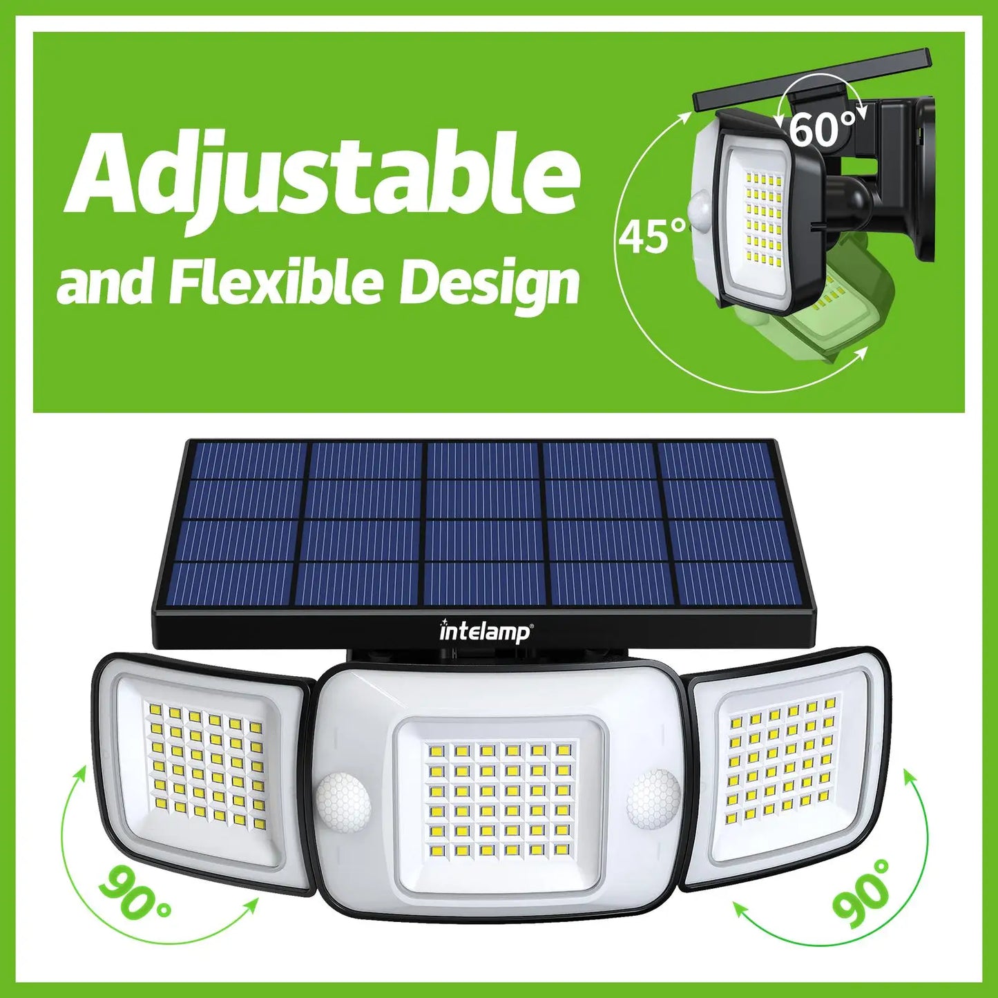 LED Security Lights Motion Sensor Outdoor Lights, 3 Head Dusk to Dawn, Daylight Flood Lights Outdoor Motion Sensor, IP65 Waterproof, Motion Light for Outside, Garage, Yard, Porch