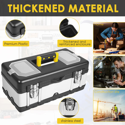 Tool Box, Deep, Long Handle, Extra Large Design, Fixed Divider for Tool Organization, Water and Debris Resistant