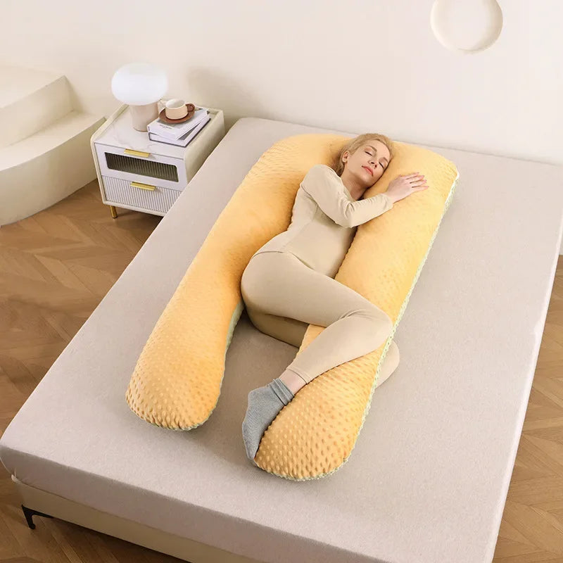 Removable washable pillow soft care pillow side sleep U-shaped pregnant women pillow solid color memory foam waist pillow