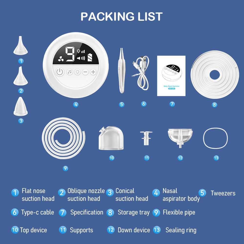 Nasal Aspirator for Baby  Electric Nose Cleaner with Built-In Music & Night Light Rechargeable Nose Booger Sucker for Infants Babies