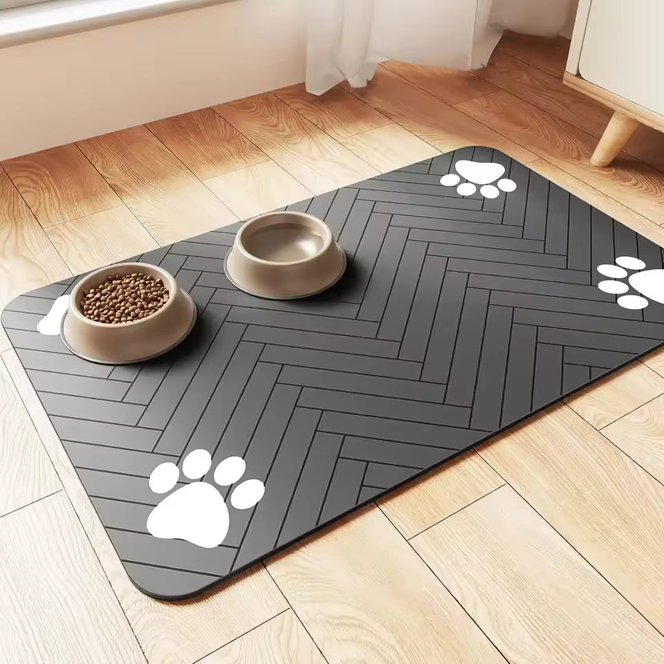 Super Absorbent Dog Food Mat ,Non-Slip Bowl Mat for Food and Water  with Waterproof Rubber Backing, Quick Dry Water Mat for Dog Cat