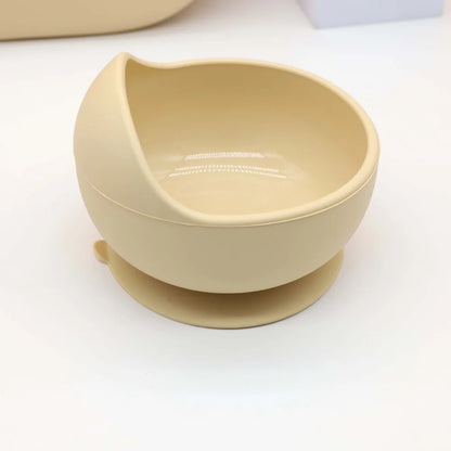 6pcs food grade silicone tableware set, bibs, bowls, plates, water cups, spoons, forks, baby utensils
