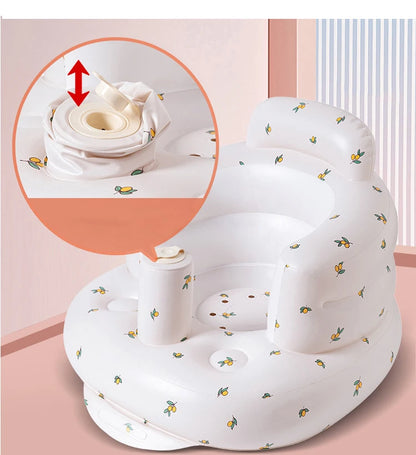 Upgraded Inflatable Baby Seat with Safety Guardrails, Thicker Sit Me Up Floor Seat for Baby Chair Sit Me Up, Blow Up Baby Chair Built in Air Pump for Babies 3-36 mth