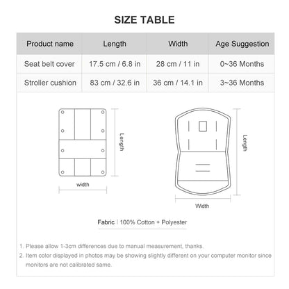 Stroller Cushion & Seat Belt Cover 2Pcs/Set Universal Baby Pram Seat Pad Soft Kids Pushchair Car Mat Stroller Accessories