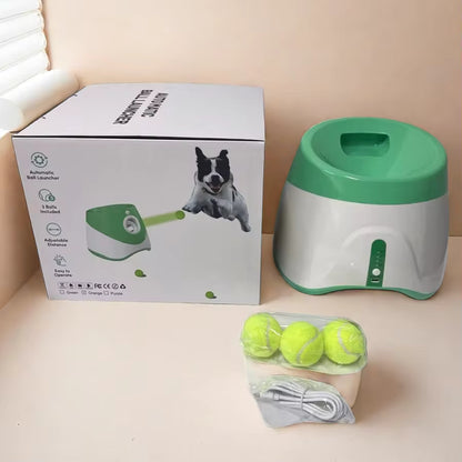 Dog Ball Thrower Launcher, Automatic Ball Launcher for Dogs, 3 Adjustable Distance Settings, Indoor OutdoorInteractive Toy, with 3 2.3-inch Balls