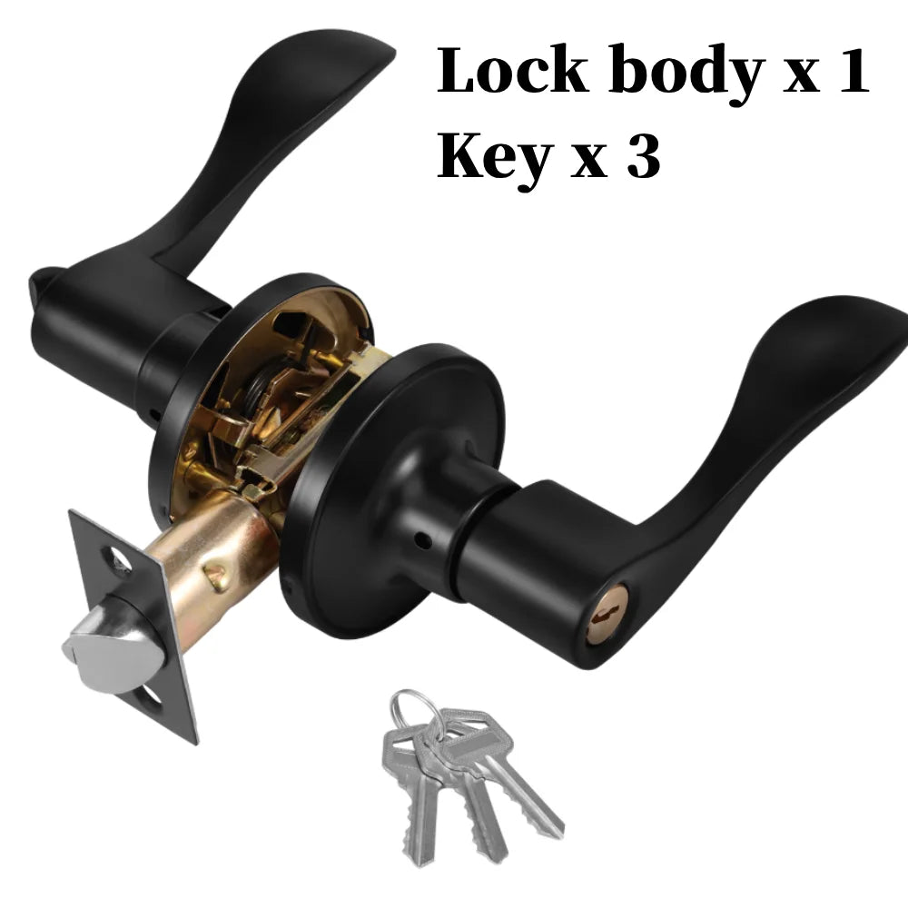 Wave Style Keyed Alike Entry Levers, Reversible Keyed Door Handles with Lock and Same Keys, Exterior Interior Entry Locks