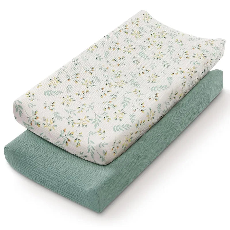 2PCS Diaper Changing Pad Cover Soft Breathable Cotton Newborn Baby Changing Mat Cover Solid Color Baby Shower Gifts