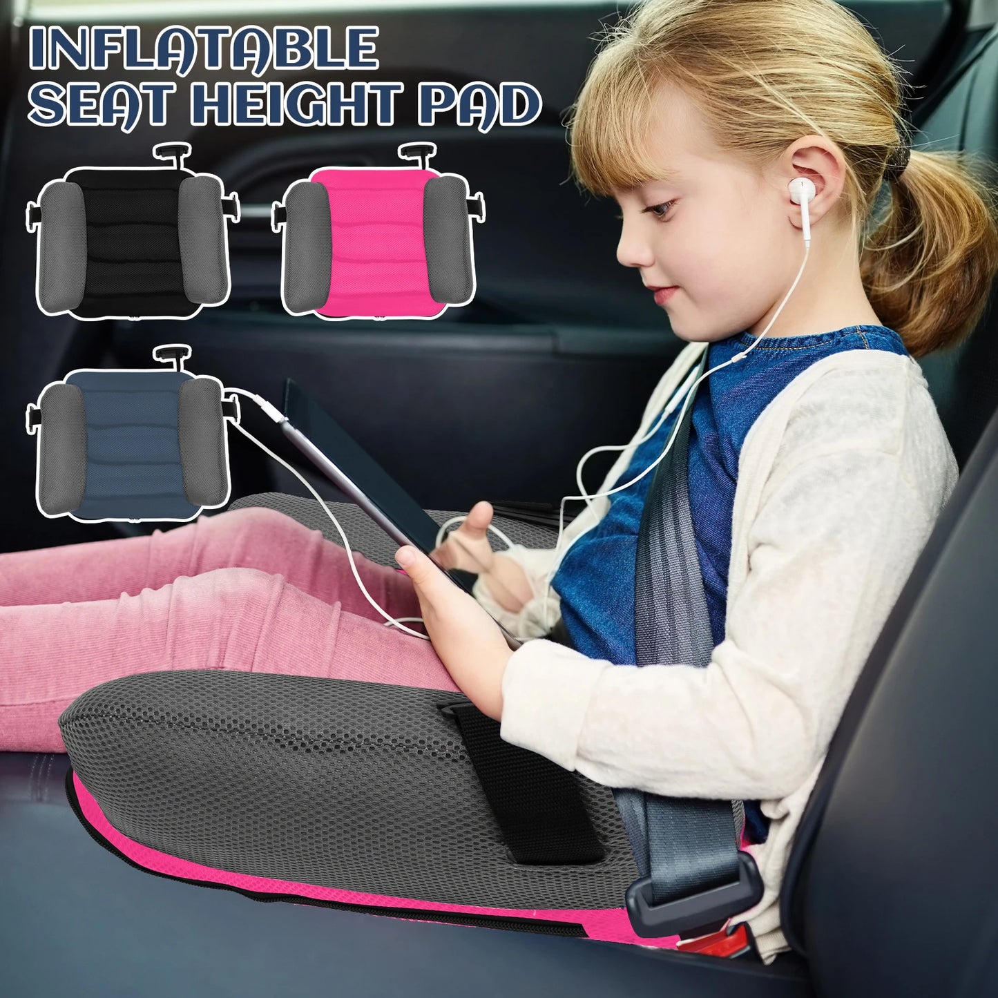 Portable Inflatable Seat Cushion PVC Travel Inflatable Booster Car Seat Fast Inflate Lightweight Soft Booster Car Seat for Kids