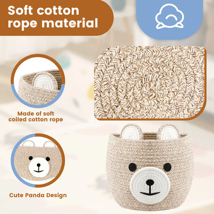 Storage Basket for Nursery – Large 29cmx29cm Cotton Rope Bin with Soft Felt Animal Patch – Toy Organizer, Baby Laundry Hamper, Diaper & Towel Holder – Foldable, Washable & Baby-Safe