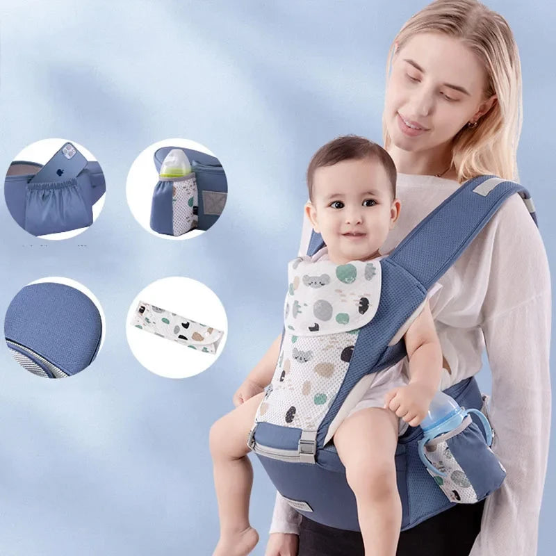 Baby Carrier with Hip Seat, Baby Carrier Newborn to Toddler, 6-in-1 Ways to Carry, All Seasons, Adjustable Baby Holder Carrier for Breastfeeding
