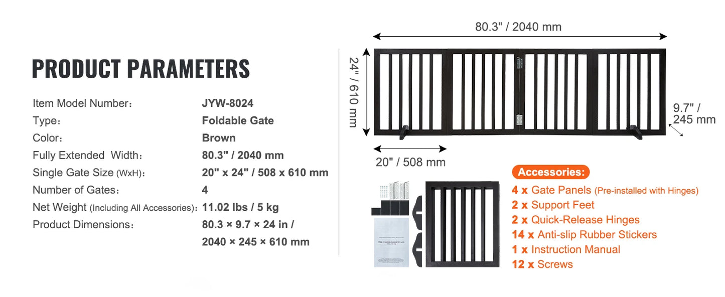 White Metal Dog Gate for Small Dogs - Short Freestanding Puppy Gate with Retractable Sliding Rail, No Installation, Indoor/Outdoor Use, Foldable & Portable Pet Barrier