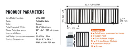 White Metal Dog Gate for Small Dogs - Short Freestanding Puppy Gate with Retractable Sliding Rail, No Installation, Indoor/Outdoor Use, Foldable & Portable Pet Barrier