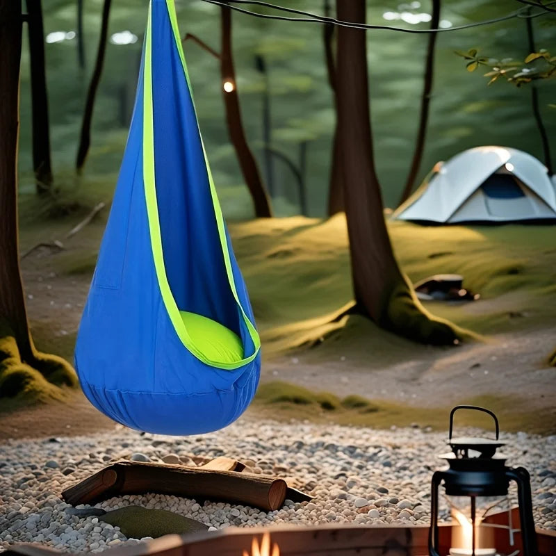 All-in-One Hanging Hammock Chair with Inflatable Pillow | Heavy-Duty Capacity, Storage Pocket | Indoor/Outdoor Hanging Seat