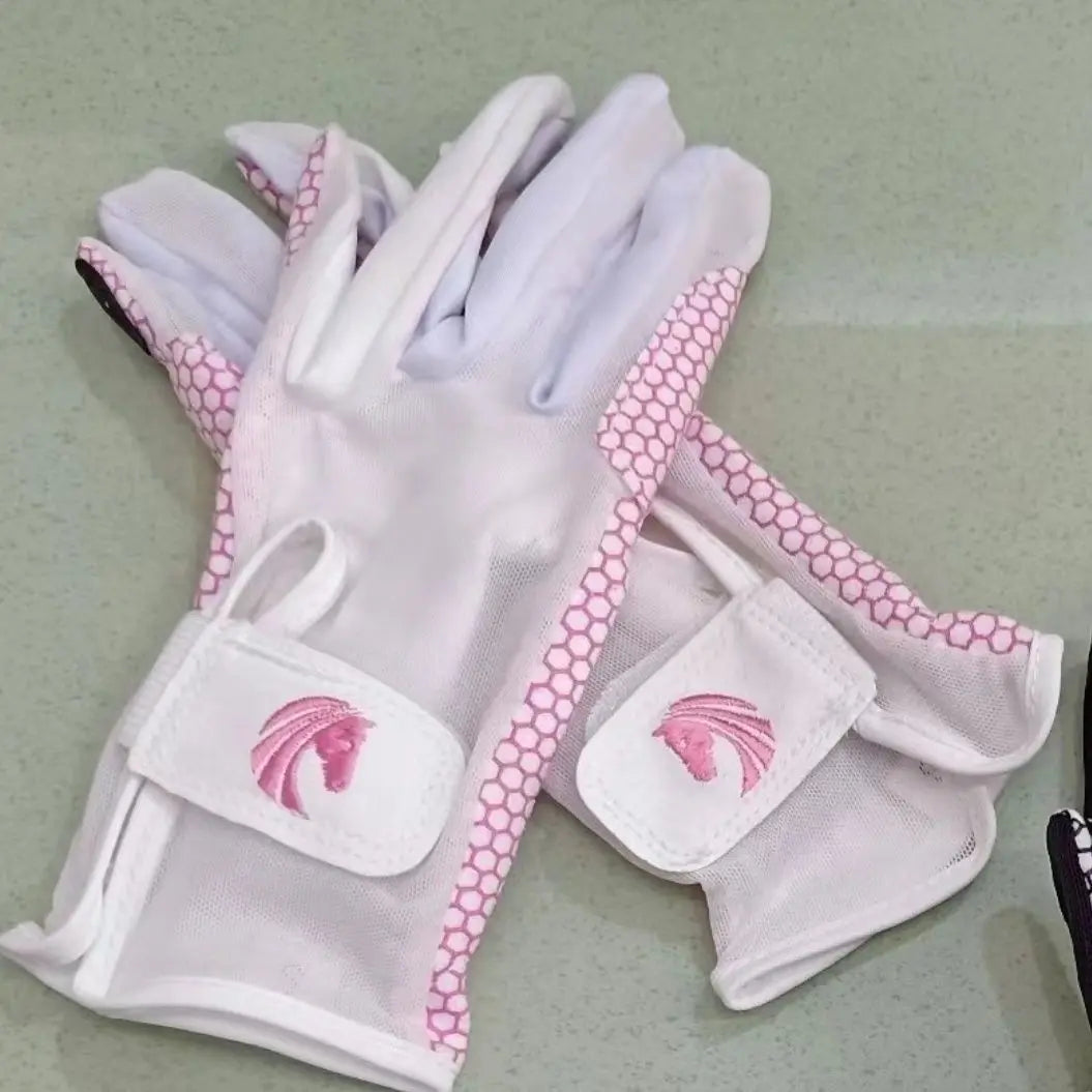 Summer Breathable Horse Riding Gloves lightweight Cozy Mesh Back Full Plam Silicone Grip Equestrian Gloves for Horseback Cycling