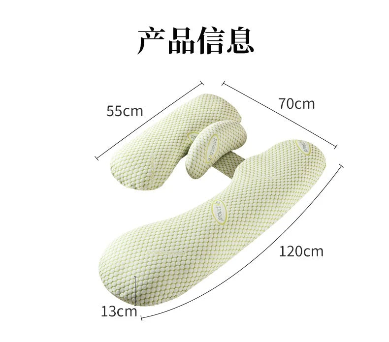 U-Shaped Pregnancy Pillow for Side Sleeping Maternity Body Pillow with Back & Belly Support Cooling Summer Sleep Comfort