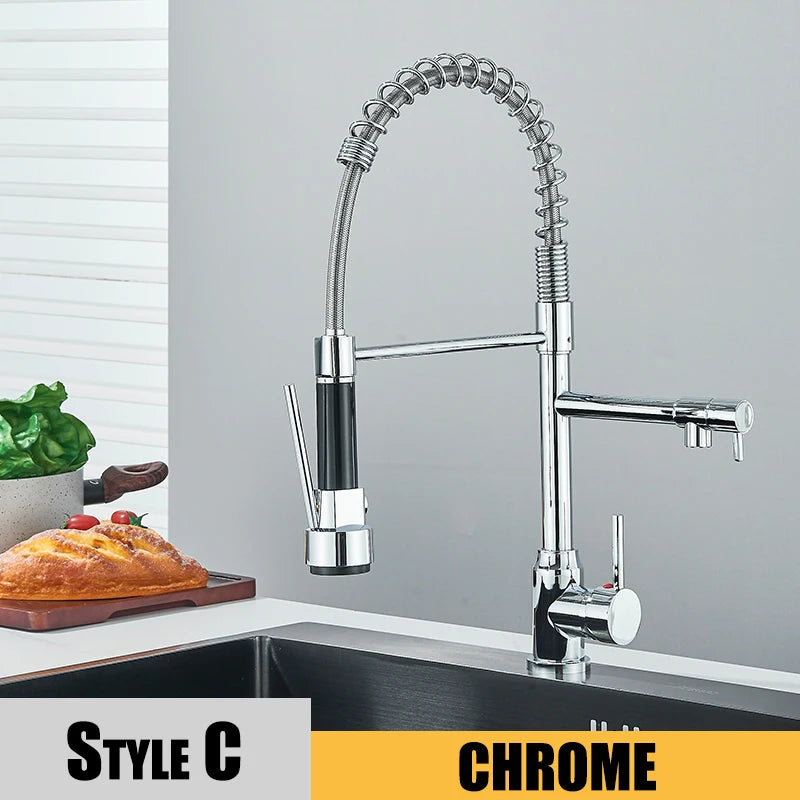 Kitchen Faucet with Pull Down Sprayer, Commercial Single Handle Stainless Steel Kitchen Faucets with Deck Plate