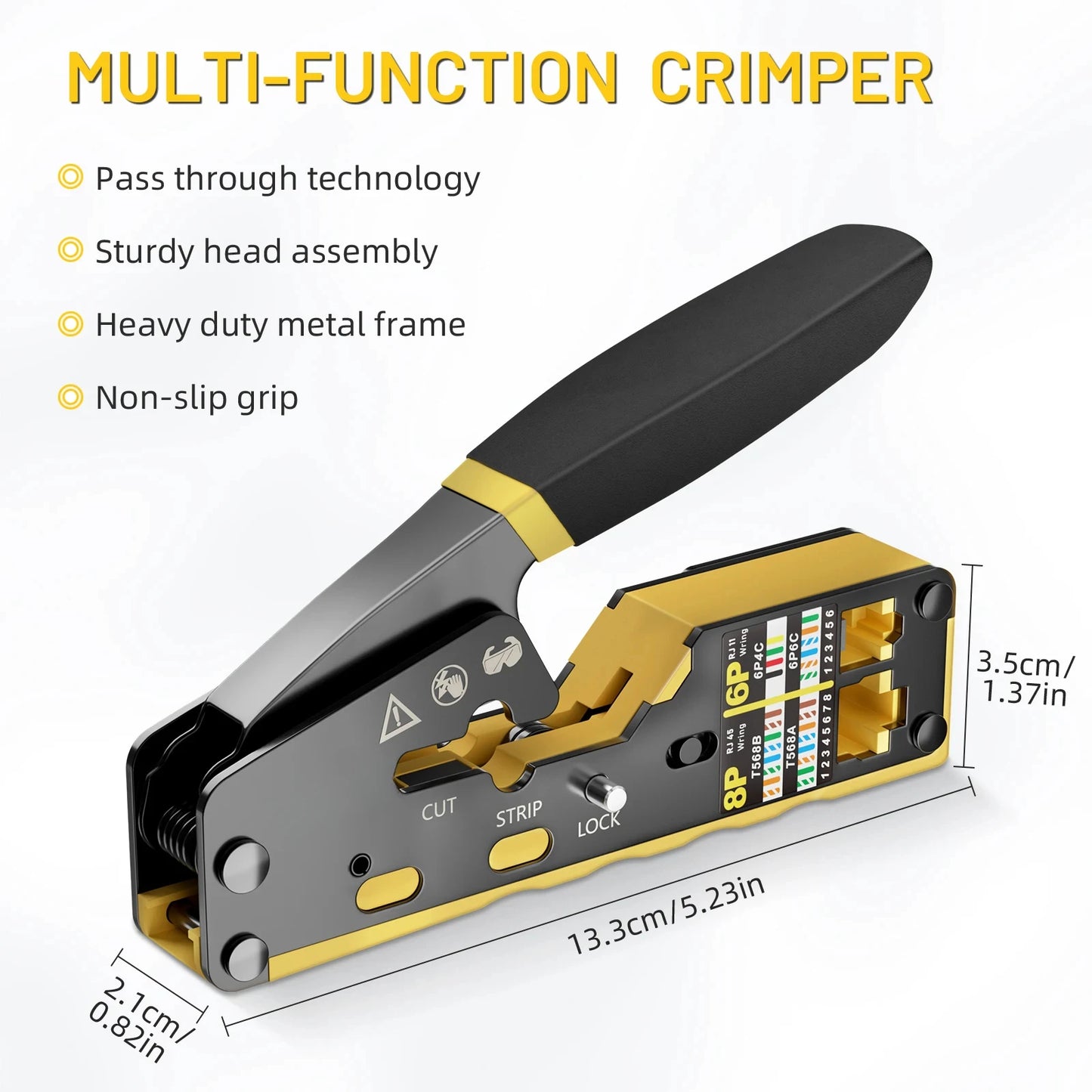 RJ45 Crimp Tool Kit All-in-One Ethernet Crimper Cat7 Cat6 Cat5 Crimping Tool with Network Cable Tester, 50-Pack Cat6 RJ45 Pass Through Connector, 50-Pack Connector Boots