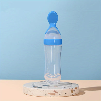 90ml/3oz Baby Silicone Spoon Feeder,Rice Paste Silicone Bottle,Squeeze Food Feeder for Infant-Perfect for Outside and Home