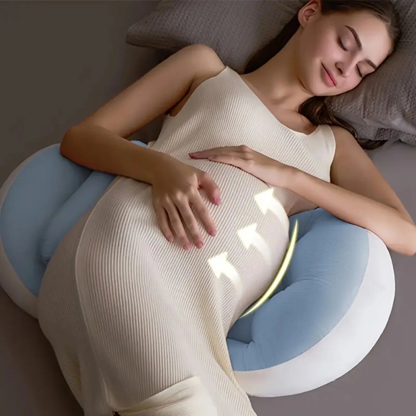Ergonomic Pregnancy Pillow for Side Sleepers Pregnancy Support Cushion Waist Protection Relieve Abdominal Back Pressure