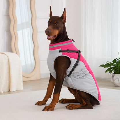 Small Dog Coat with Harness Built-in, Warm Dog Jacket with Zip, Reflective Winter Coat Pet Sweater Clothes for Small/Large Dogs