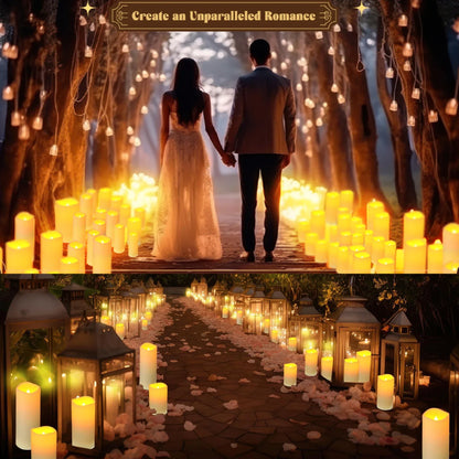 10-240pcs Battery Operated Flickering LED Pillar Candles with Remote and Timers Fake Flameless Candle for Wedding/Holiday Decor