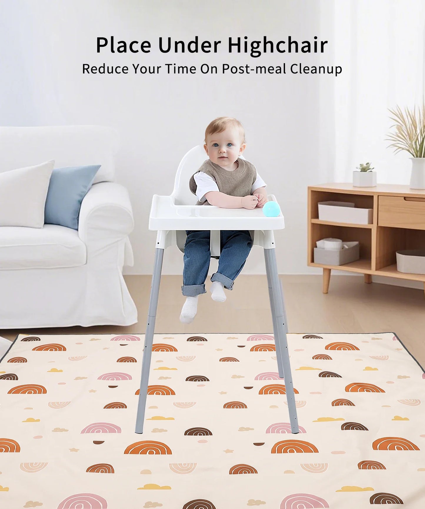 Baby Play Mat, Thicken Foam Cushioned & Waterproof Playpen Mat for Infants and Toddlers, Stylish and Just Wipe-Clean Playmat for Baby Play on Floor