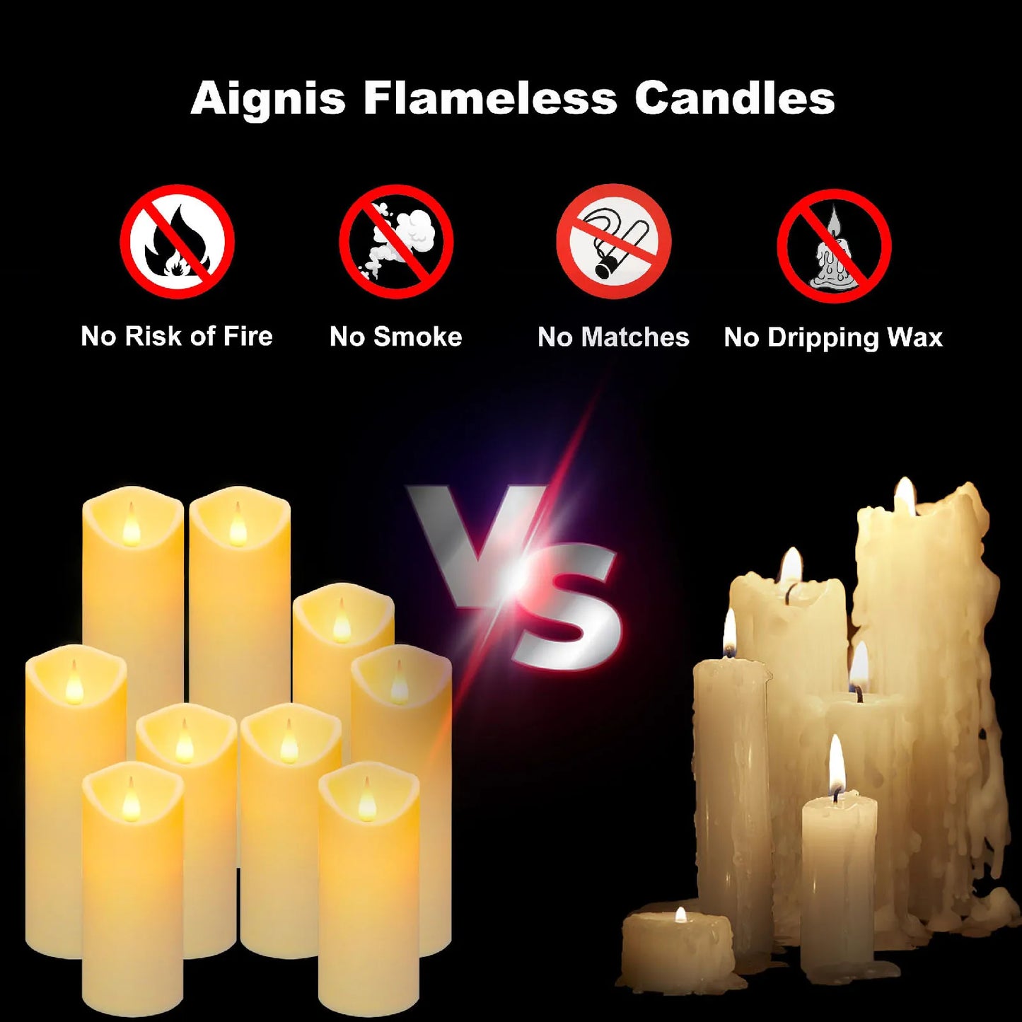 10-240pcs Battery Operated Flickering LED Pillar Candles with Remote and Timers Fake Flameless Candle for Wedding/Holiday Decor