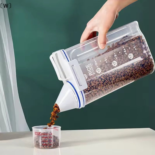 Portable Cat Dog Food Storage Container with Upgraded Large Spout and Cup Dispenser for Small Large Animal Kibble, Pet Bird snack, Oatmeal, Rice, Flour, Brown Sugar