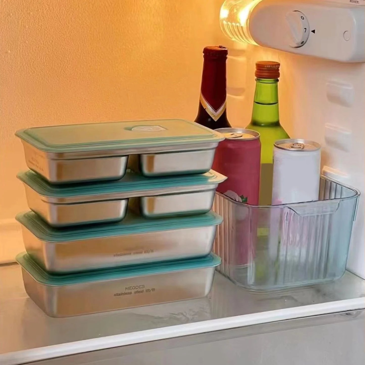 Stainless Steel Snack Containers Double Compartment Reusable Snack Containers Leak-proof Lunch Boxes For Outdoor Camping Picnic
