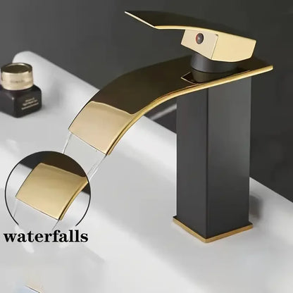 Gold Bathroom Faucet, Brushed Gold Bathroom Faucet, Gold Faucets for Bathroom Vanity, Hot and Cold Dual Control Stainless Steel Alloy Finish Suitable for Bathroom Sink