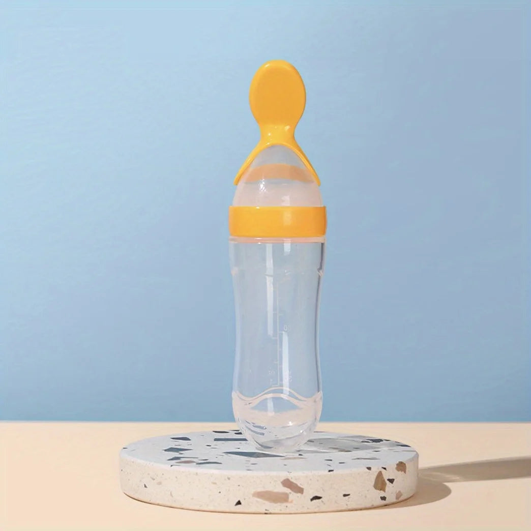 90ml/3oz Baby Silicone Spoon Feeder,Rice Paste Silicone Bottle,Squeeze Food Feeder for Infant-Perfect for Outside and Home