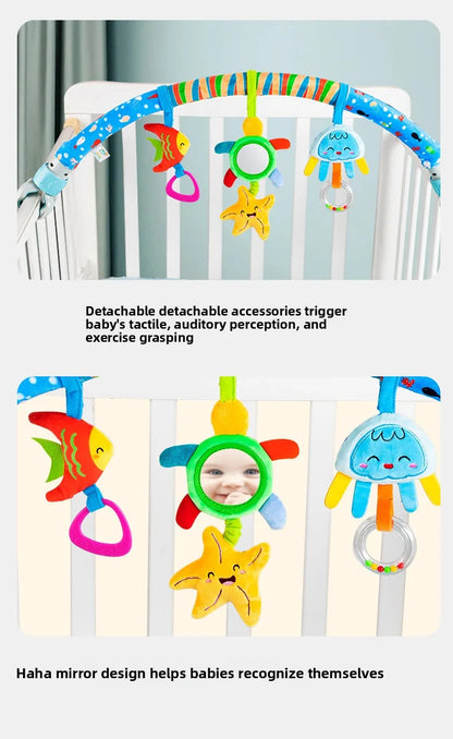 Infant Baby Stroller Arch Toy Play Bar Fun Newborns Sensory Activity Adjustable for Bouncers and Car Safe Seat Bed Hanging Toys