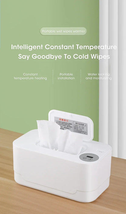 Baby Wipe Warmer Heater with LED Display Wet Towel Dispenser Portable USB Charge Baby Wipe Warmer Napkin Heating Box Home/Car Use