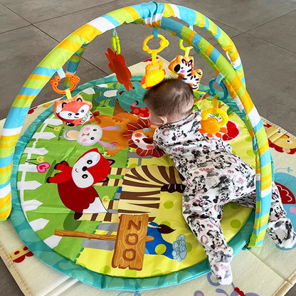 Baby Gym Play Mat, 8-in-1 Tummy Time Mat & Ball Pit with 6 Toys, Washable Baby Activity Mat for Visual, Hearing, Sensory, Motor Development, Babies Gift for Newborn Infant 0-3-6-9-12 Months