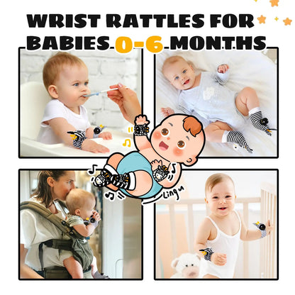 Baby Wrist Rattle Socks and Foot Finder Set, Perfect Baby Toys for 0-12 Months Newborn Boys and Girls As Shower Gifts