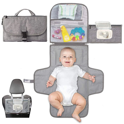 3 in 1 Diaper Changing Pad Portable Baby Changing Pad with Pockets Waterproof Travel Diaper Changing Hand Folding Diaper Bag