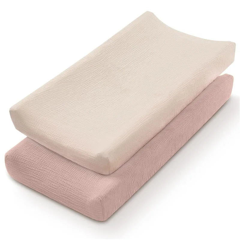 2PCS Diaper Changing Pad Cover Soft Breathable Cotton Newborn Baby Changing Mat Cover Solid Color Baby Shower Gifts
