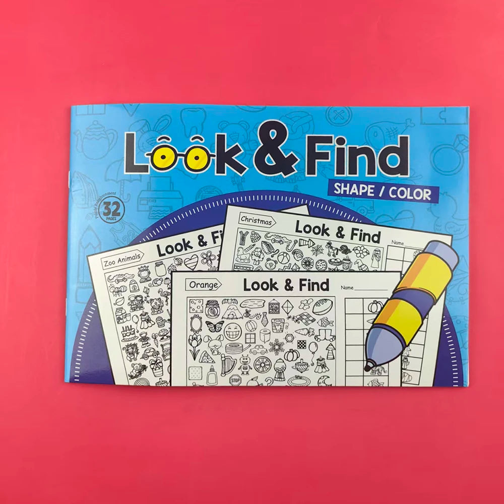 Interactive Hidden Object & Coloring Book for - Educational with Look & Find Activities, Sticker & Pages, Observation Skills & C