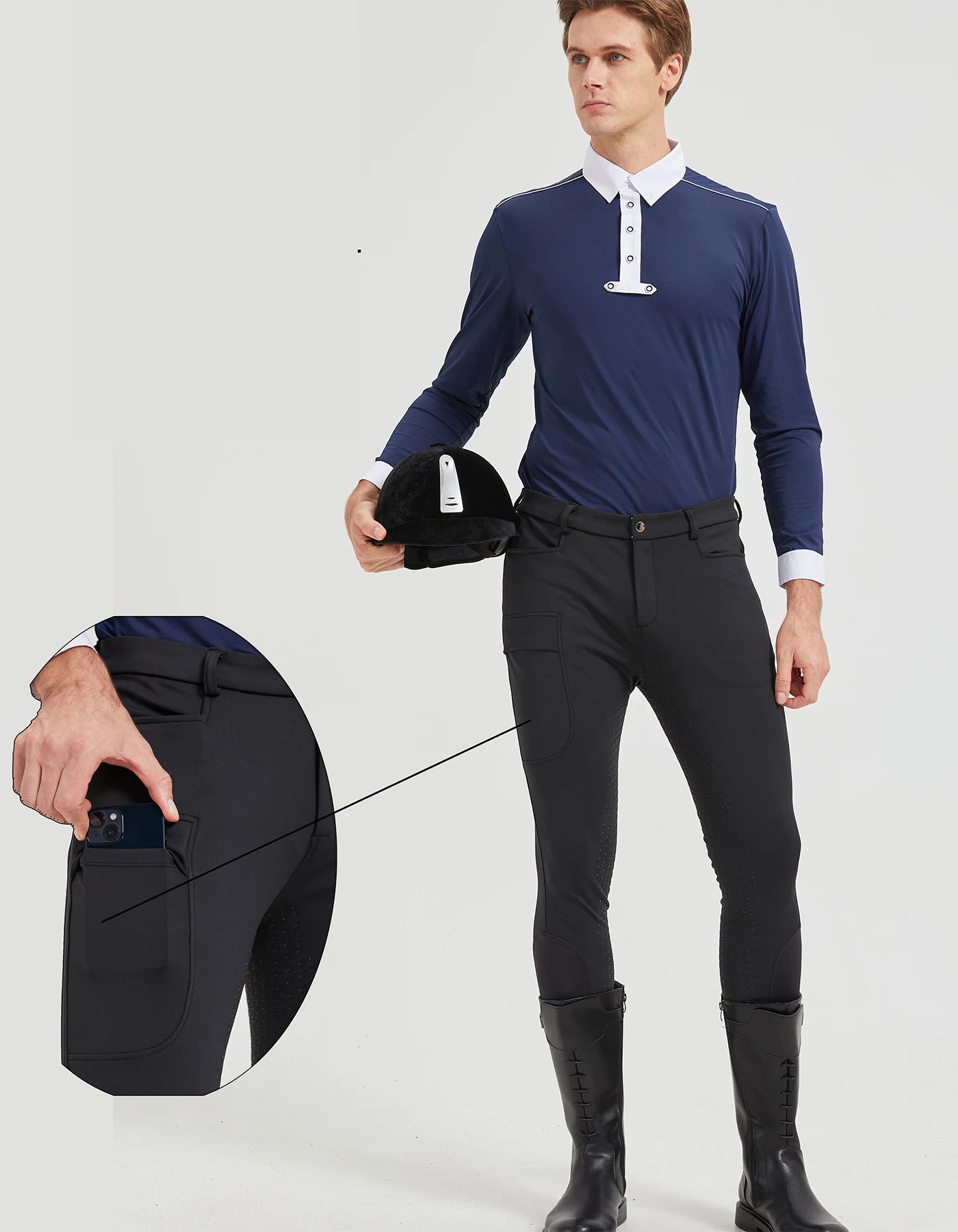 Professional Men's Equestrian Pants Full Silicone Anti-Slip Horse Riding Sports Pants Elastic Quick-Dry Horseback Riding Pants M