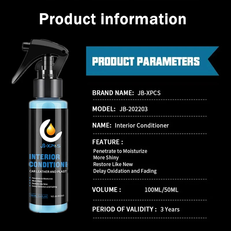 Plastic Leather Restorer Interior Trim Conditioner Polish Shine Cleaner Restore New Black Color Fading Repair Car Care Detail
