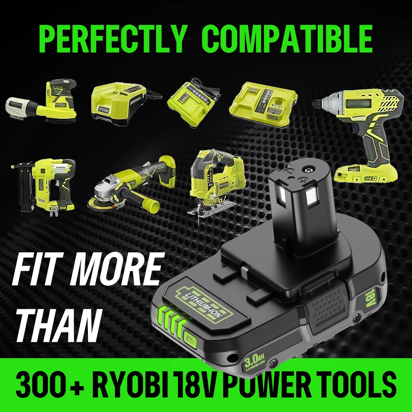 18V 3Ah For RYOBI P108 18V Battery Lithium-Ion Power Tools Ryobi P108 P107 P105 P104 P103 P102 Battery Tool Replacement