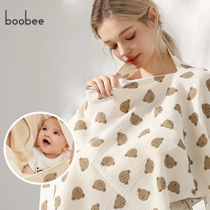 1Pc Gauze Nursing Cover, Nursing Apron, Multi-Purpose Car Seat Stroller Cover, Multi-Color Optional, Breathable 100% Nursing Cover Cloth Artifact, Outdoor Anti-Exposure Nursing Towel When Going Out. Perfect Gift for Mom.