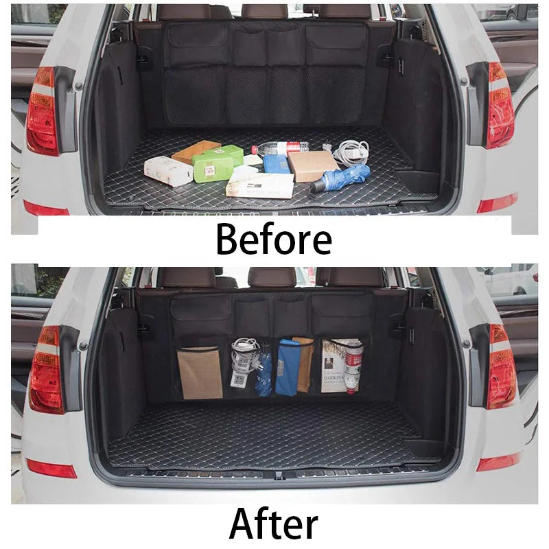 Car Trunk Organizer Adjustable Backseat Storage Bag Net High Capacity Multi-use Oxford Automobile Seat Back Organizers Universal