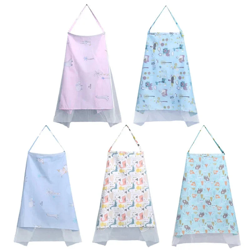100% Cotton Baby Feeding Nursing Covers Mother Outing Breastfeeding Towel Nursing Cloth with Mosquito Net Baby Stroller