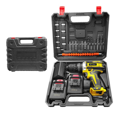 Cordless Drill: Multifunctional 21V rechargeable impact drill lithium battery cross-border flashlight gun drill electric screwdriver electric dr
