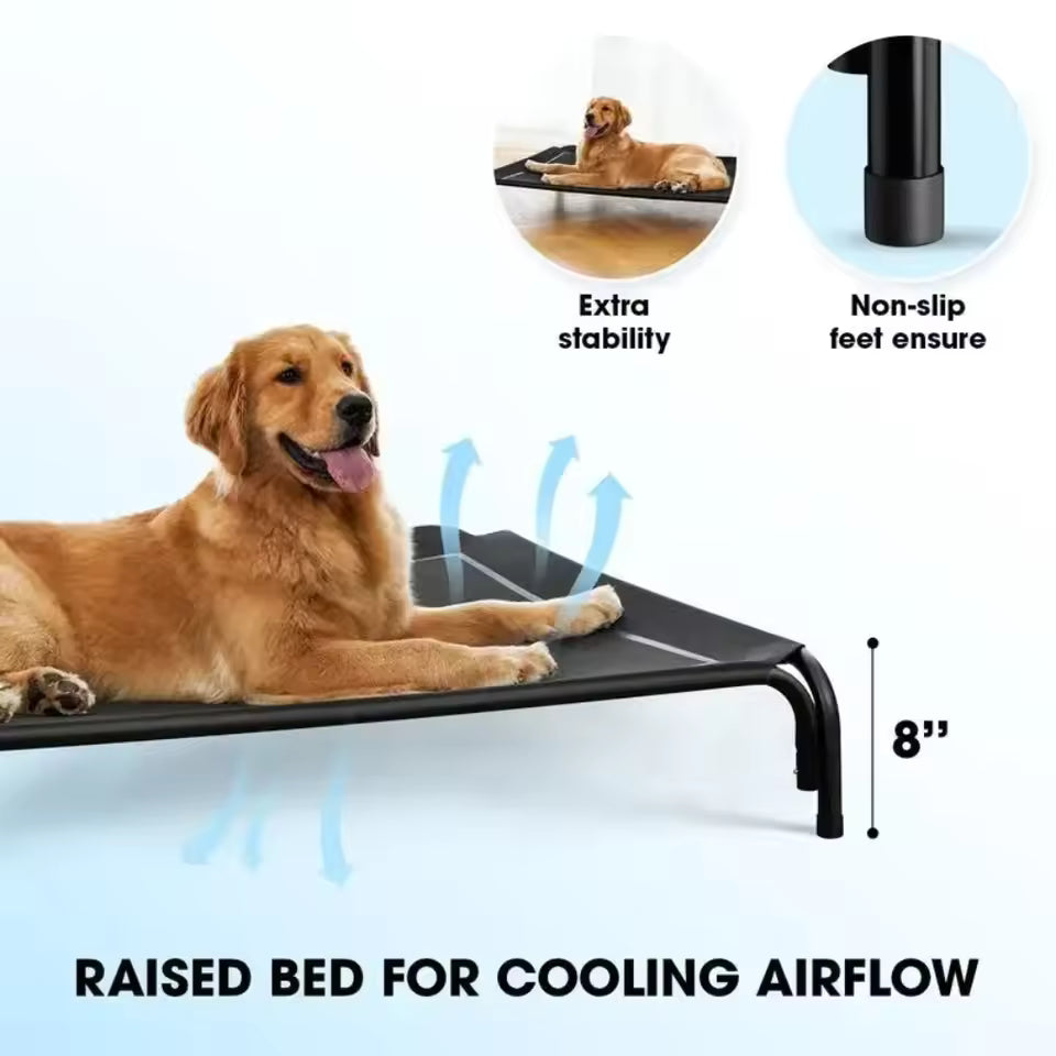 Large Dog Elevated Bed Cooling Pet Cot with Breathable Mesh Durable Frame Easy Clean Indoor Outdoor Raised Dog Bed for Home