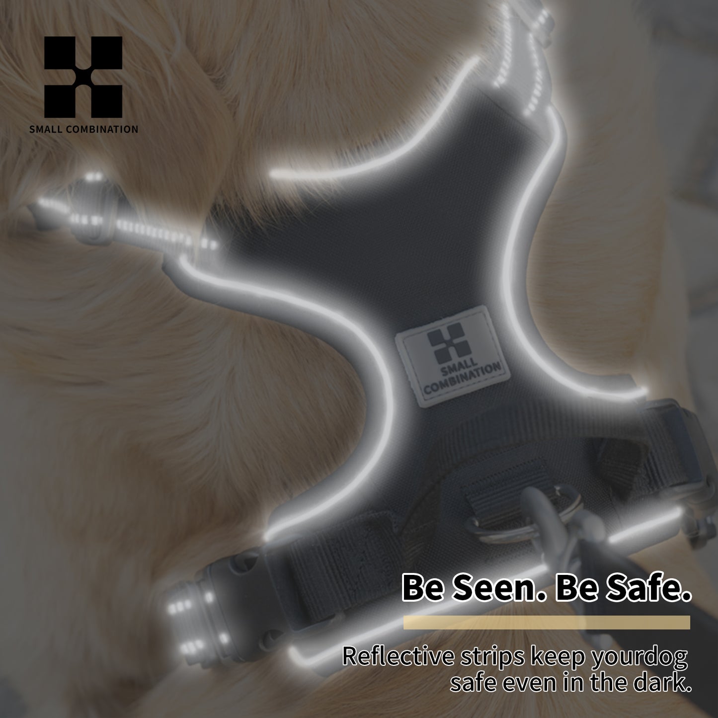 SMALL COMBINATION Dog Harness No Pull Reflective Pet Dog Chest Harness Adjustable for Small Medium Large Dogs Outdoor Walking