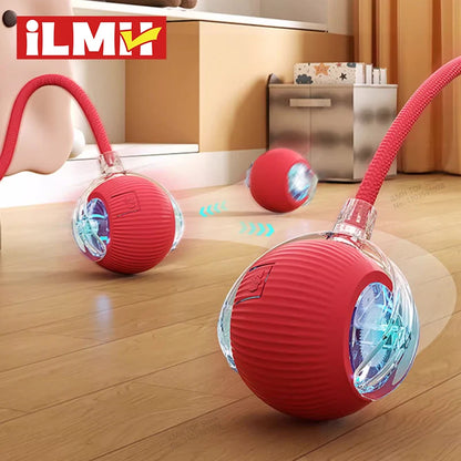 Cat Interactive Ball Toy, Automatic Rolling Ball with Tail, Rechargeable Smart Pet Interactive Toy, Intelligent Mouse for Cat