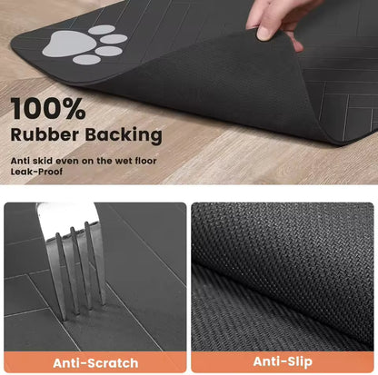 Super Absorbent Dog Food Mat ,Non-Slip Bowl Mat for Food and Water  with Waterproof Rubber Backing, Quick Dry Water Mat for Dog Cat