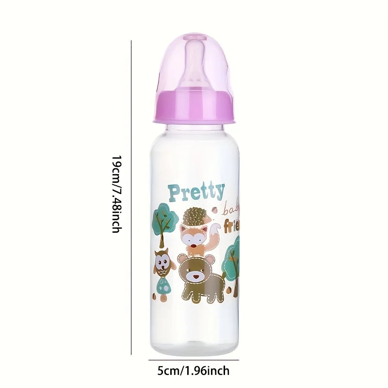 1PC Cute Animal Themed Baby Bottle Set with Food Grade Silicone Nipple Standard Caliber Anti-Drop Natural Touch for Infants